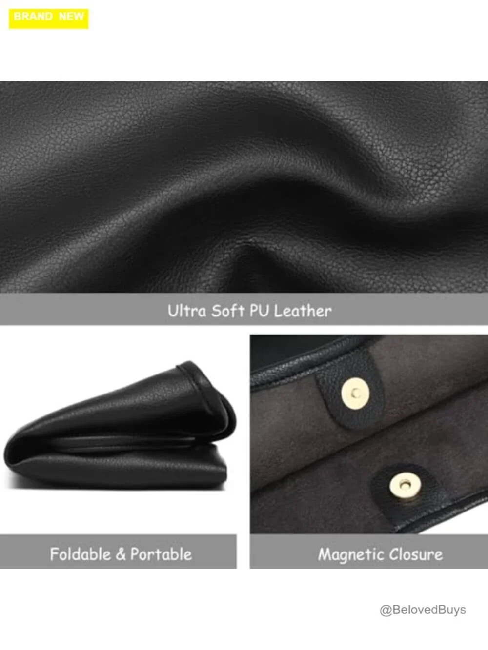 Soft Slouchy Vegan Leather Hobo Shoulder Bag with Cosmetic Pouch